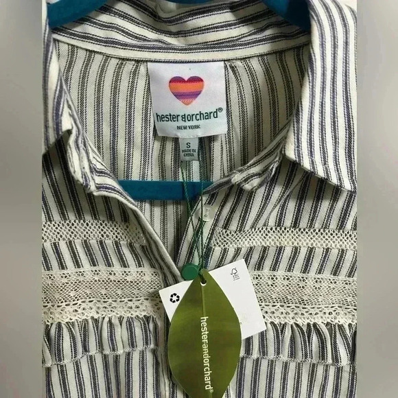 Anthropologie Hester & Orchard Boho Western Blouse Lace Ruffle Size Small NWT - Picture 2 of 4